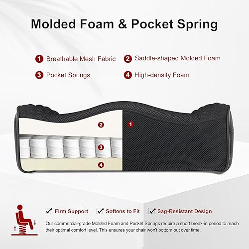 Miniatura 6 de Silla de oficina grande y alta de 400 libras de ancho, silla de oficina ejecutiva de cuero con respaldo alto con soporte lumbar, sillas ergonómicas