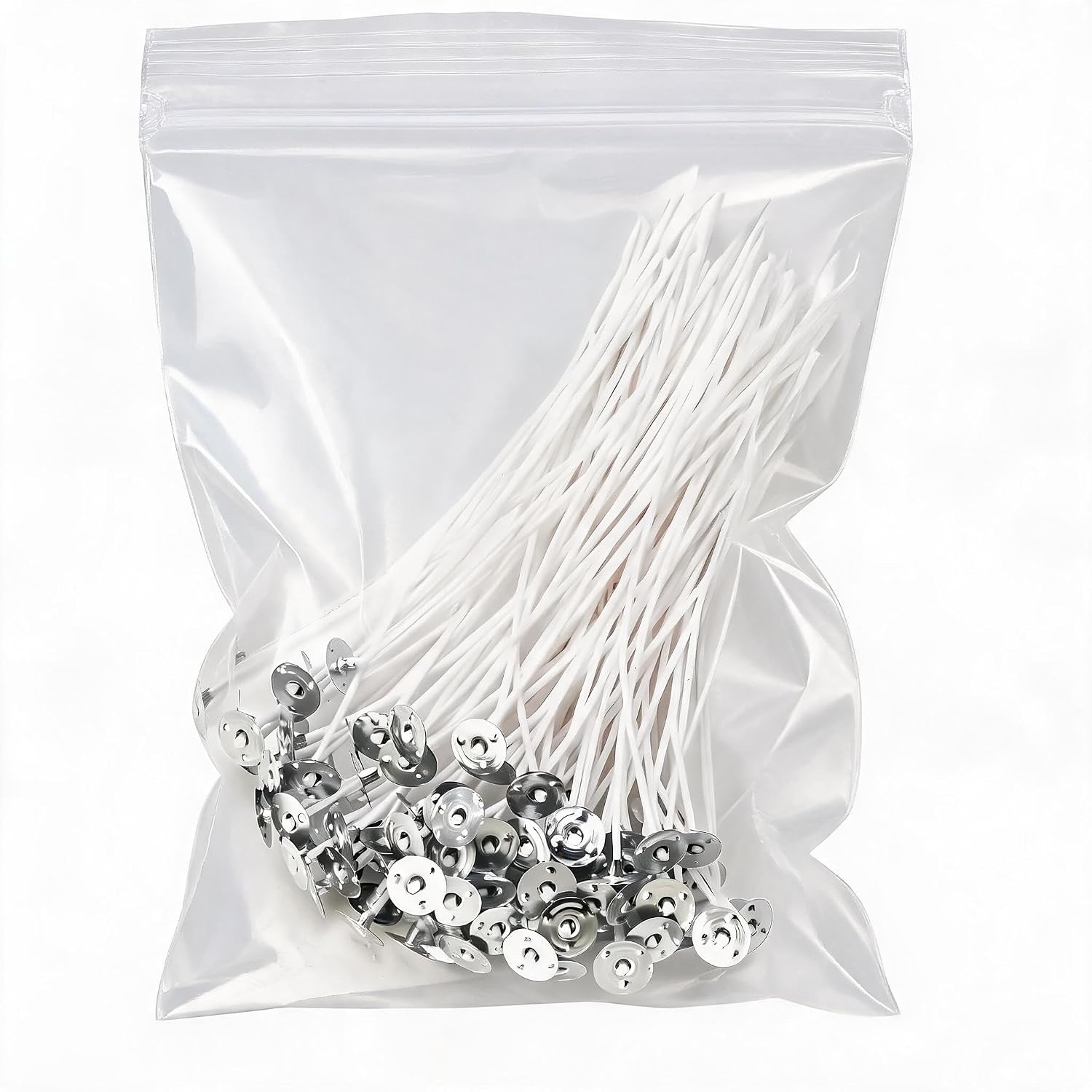 100 Piezas de Mechas para Velas con Clips para Hacer Velas de Soja, Parafina y Cera de Abeja