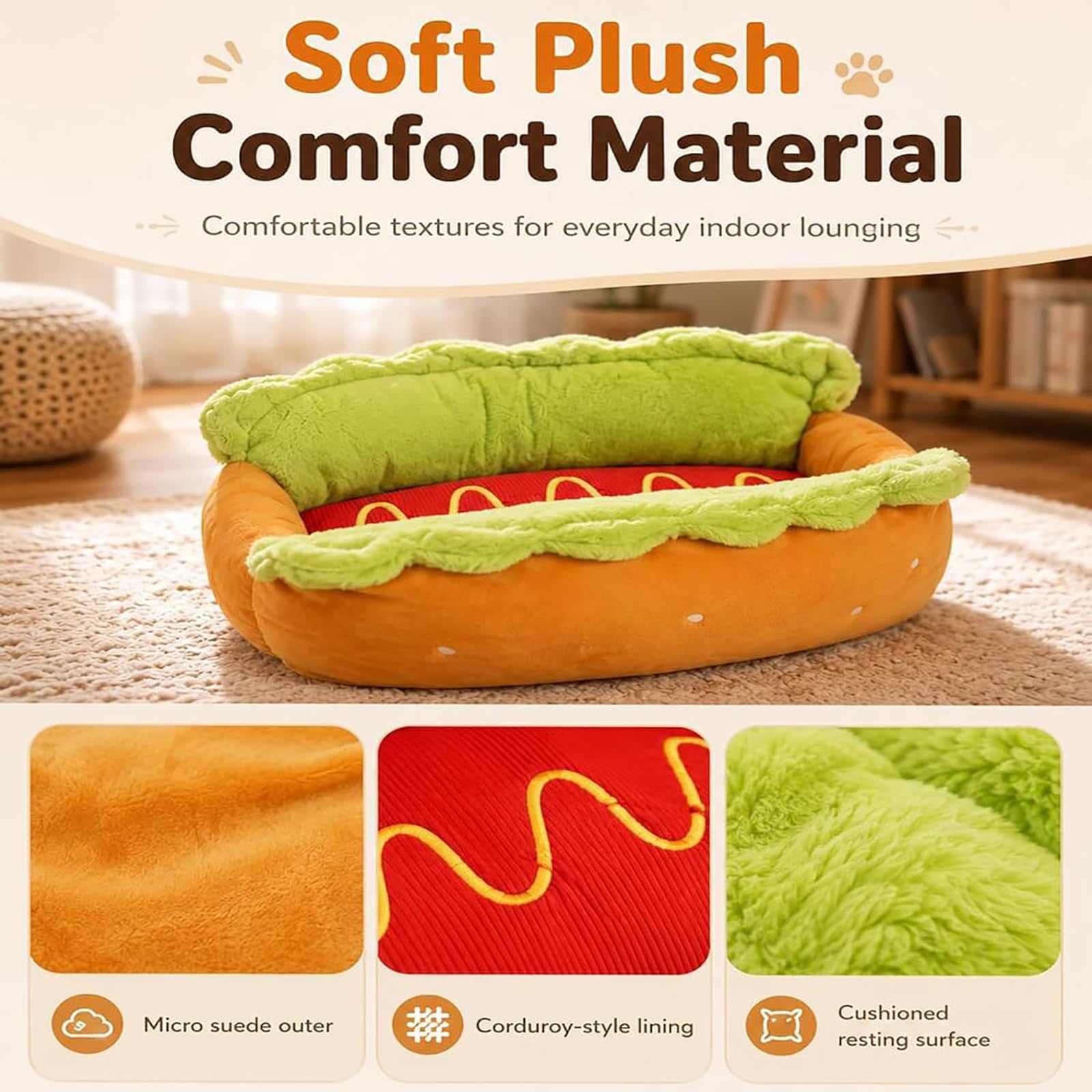 ZVD Panier pour Chien et Chat, Lit Douillet en Peluche pour Petit Animal M | Nid Chaud avec Coussin Amovible Lavable, Idéal Chiot, Teckel, Chaton, Maison, Chambre et Coin Repos