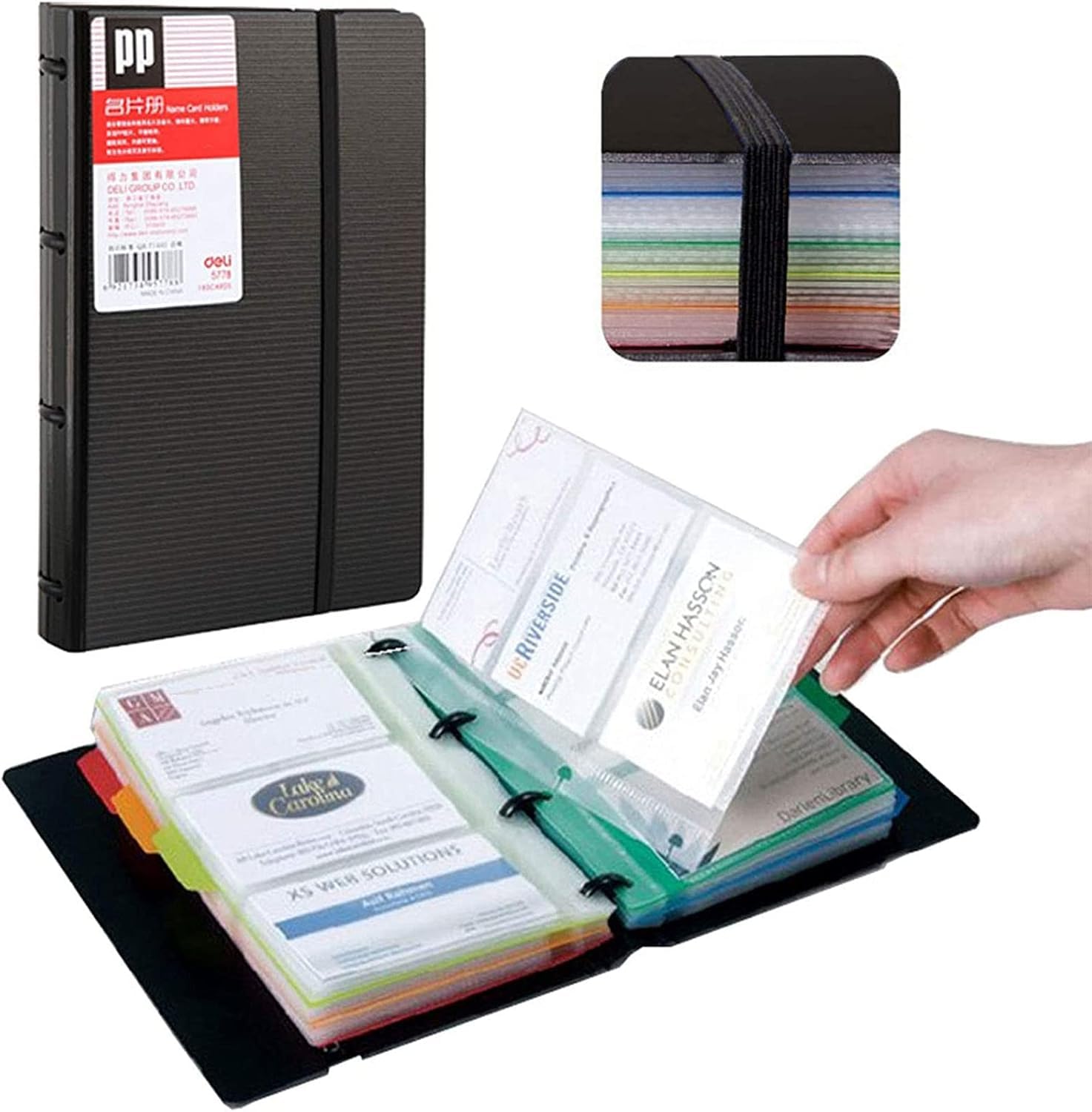 Business Card Ring Binder Business Card Folder Business Card Ring Binder for 180 Cards Ideal for Office Business Card Book Credit Cards Black 1 Piece