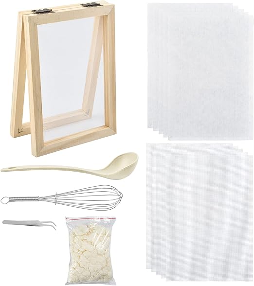 WANDIC Paper Making Kit, Handmade Wooden Paper Making Mould With Spoon