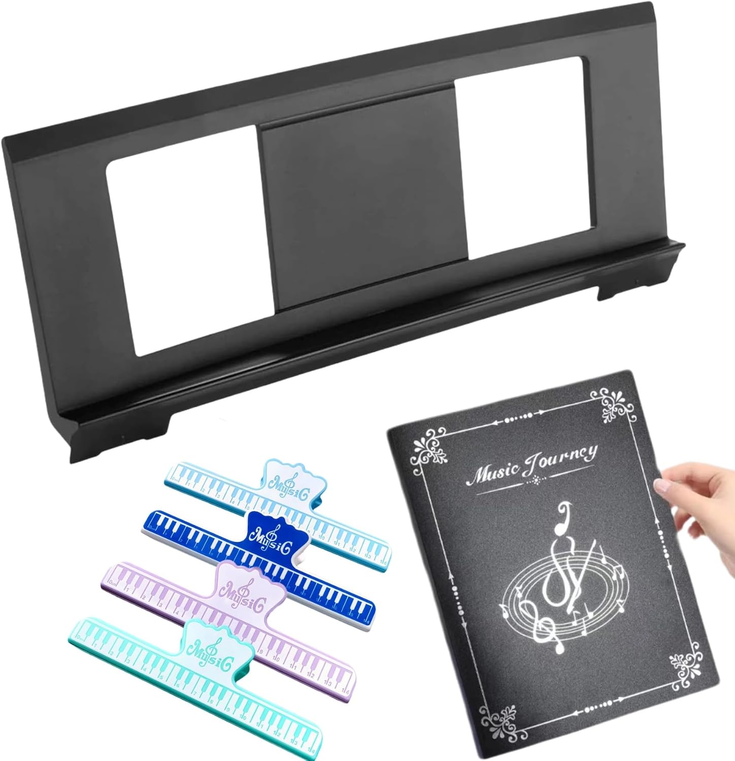 Music Stand for Sheet Music. Compatible with Yamaha PSR/YPT/KB/P/DGX Series Keyboard Music Score Stand, Keyboard Sheet Music Stand with 4 Music Book Clip.1 Sheet Music Folder