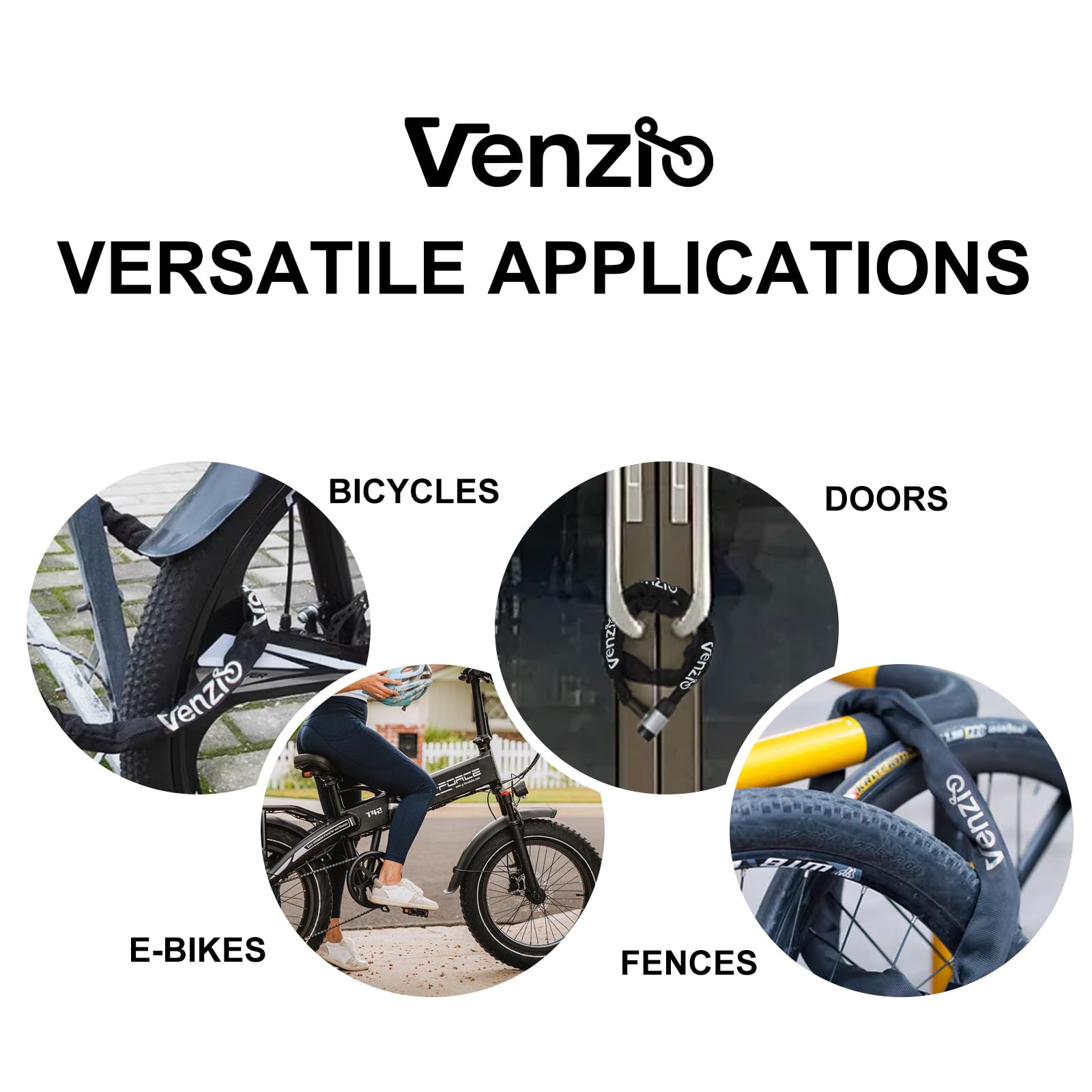 Venzio Fahrradkettenschloss, 900 mm, robustes Diebstahlschutz-Fahrradschloss mit 2 Schlüsseln, 6 mm dicke Stahlkette, wasserdichte Hülse und Kern aus Zinklegierung, ideal für Roller, Zaun, Tor