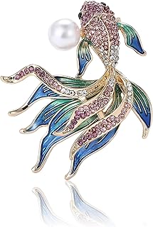 Bohemian Goldfish Brooch and Pins for Women Colorful Rhinestone Enamel K...