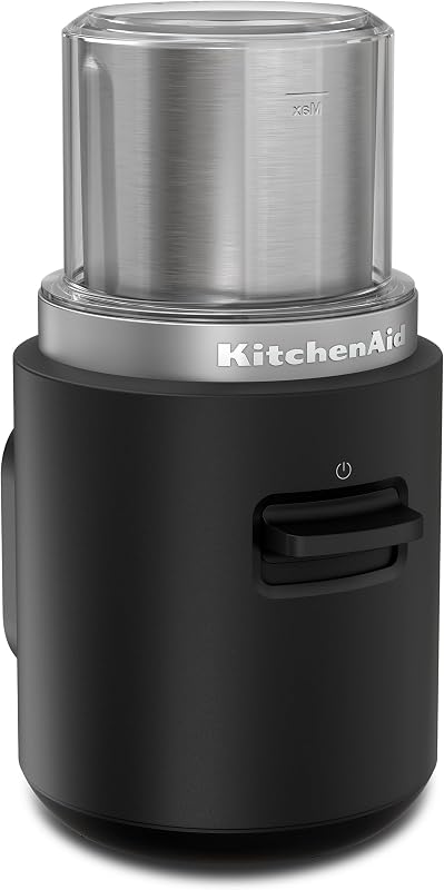 KitchenAid Go Cordless Blade Coffee Grinder - battery sold separately | Battery Sold Separately, Grinds Up to 12 Cups, One-touch Operation, Stainless Steel Blade, Model KBGR100BM, Black Matte