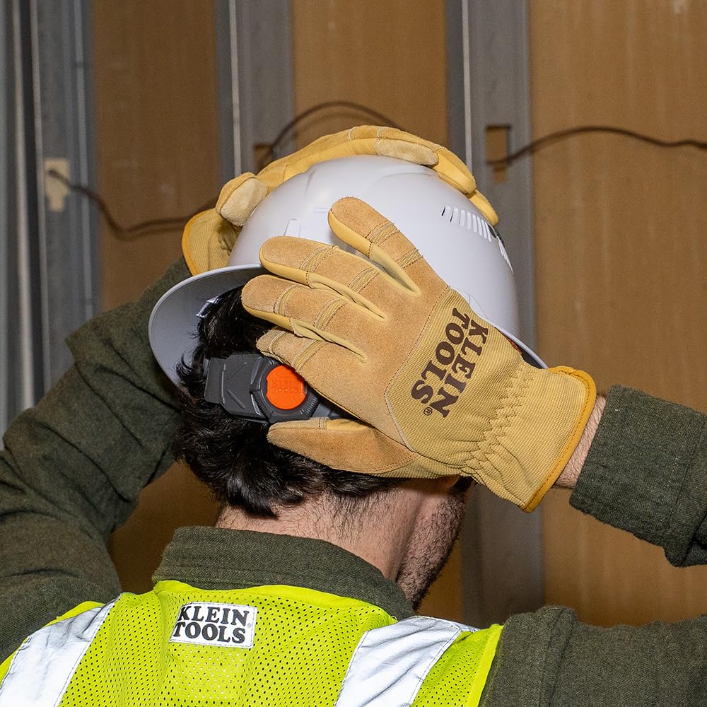 Klein Tools 60609 Work Gloves, All Purpose Premium Leather Gloves, Abrasion-Resistant, Heavy-Duty, for Wire Pulling Work, X-Large
