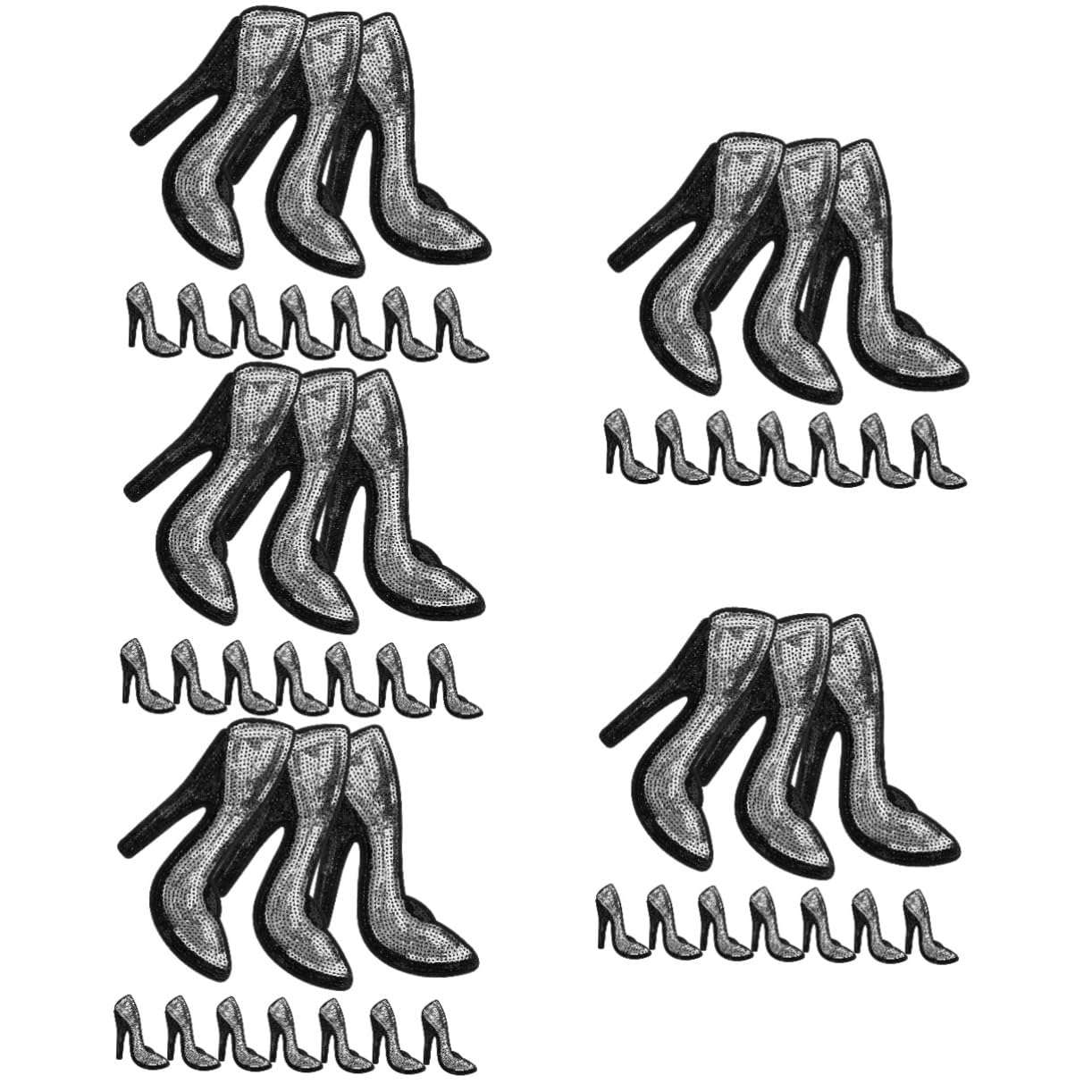 Patches forme de talons hauts écussons appliqués brodés sequins pour vêtement