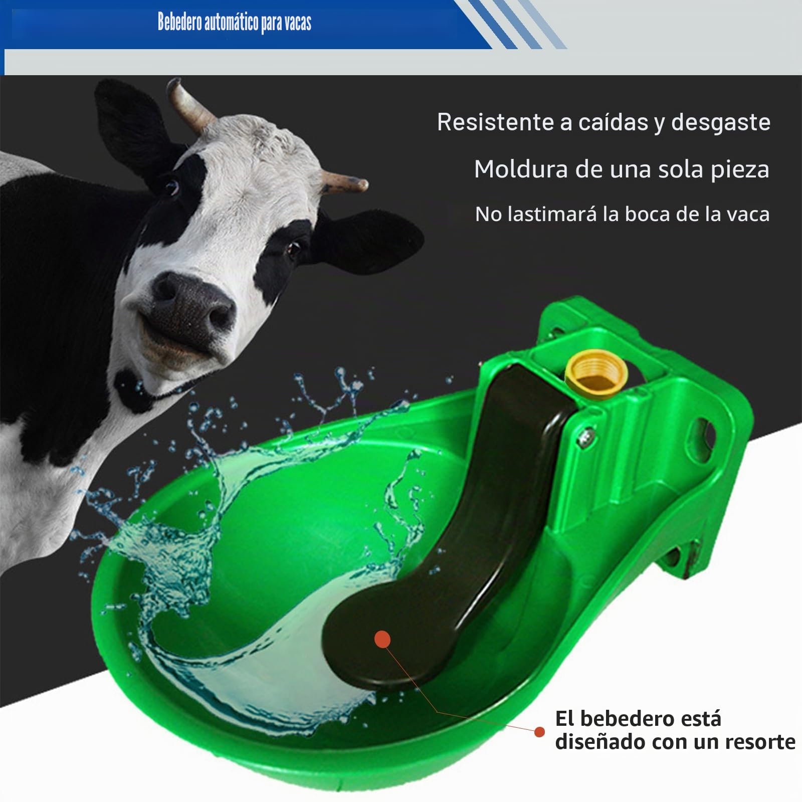 Bebedero Caballos, Bebedero para Ganado Vacuno, Burros y Caballos | Bebedero para Caballos con Lengüeta Presión + Tornillos Conexión y Adaptador- Suministro Automático Agua, Abrevadero , Verde