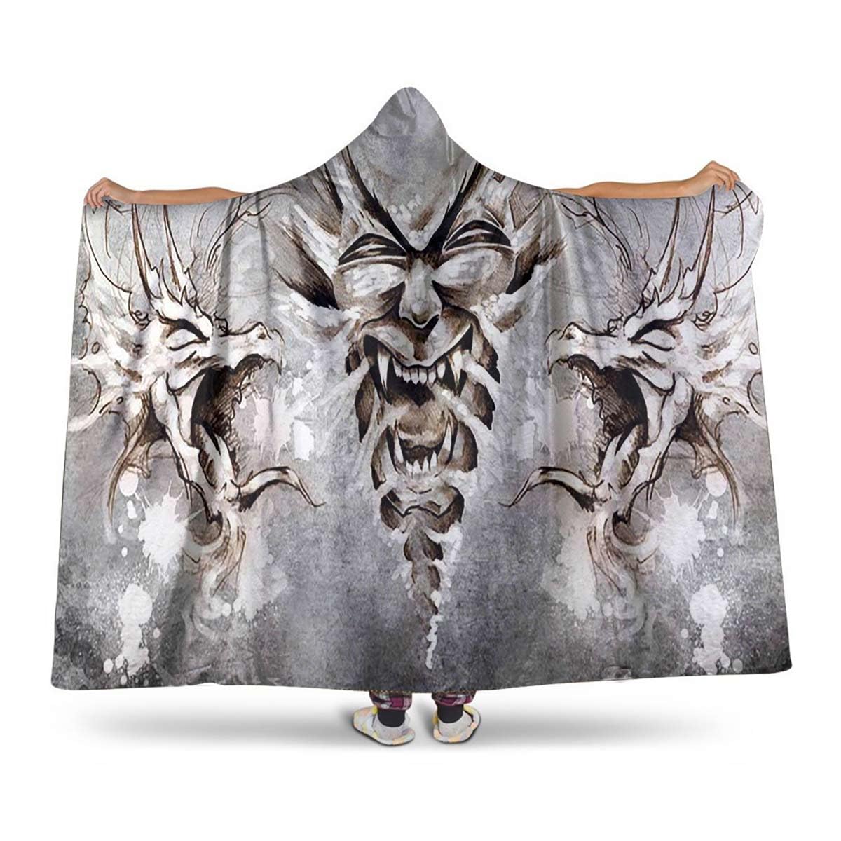 SARMSXGrey Umber Brown Wearable Blanket Monk Witch on Mythology Warm Plush Throw TV Blanket Wrap Robe Cover for Sofa,Couch 40" H x 50" W Dragon