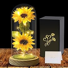 Mothers Day Flowers Gifts for Women - Sunflowers Gift for Mom Wife, Eternal Flower with in Glass Dome, Unique Gift Present for Mother Grandmother for Wedding, Birthday, Anniversary, Yellow