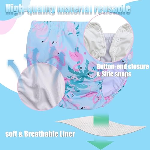 Miniatura 3 de Pañales de natación reutilizables para bebés recién nacidos, lavables, unisex, pañales de natación para bebés, flamingote, 3-6 meses