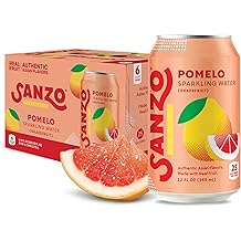 Sanzo Flavored Sparkling Water - Pomelo Grapefruit Soda - Low Calorie Low Sugar Soda - Craft Asian Drinks - Vegan Gluten Free Carbonated Flavored Water - Fizzy Bubbly Healthy Drinks - 12oz, 6 Pack