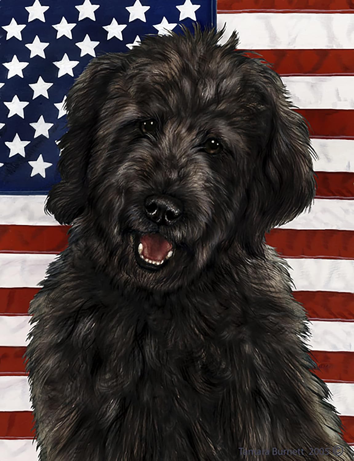 Goldendoodle Black - Best of Breed Patriotic II Garden Flag 12" x 17"