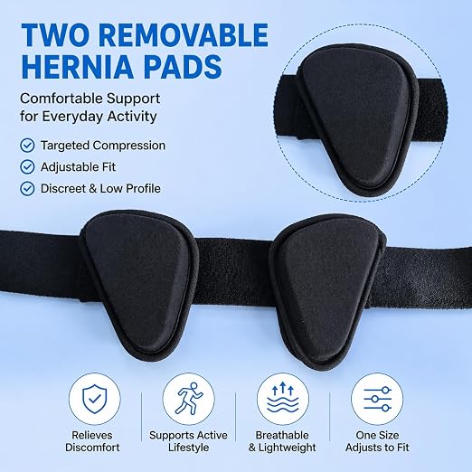 Faja de soporte para hernia inguinal para hombres ajustable y removible miniatura 3