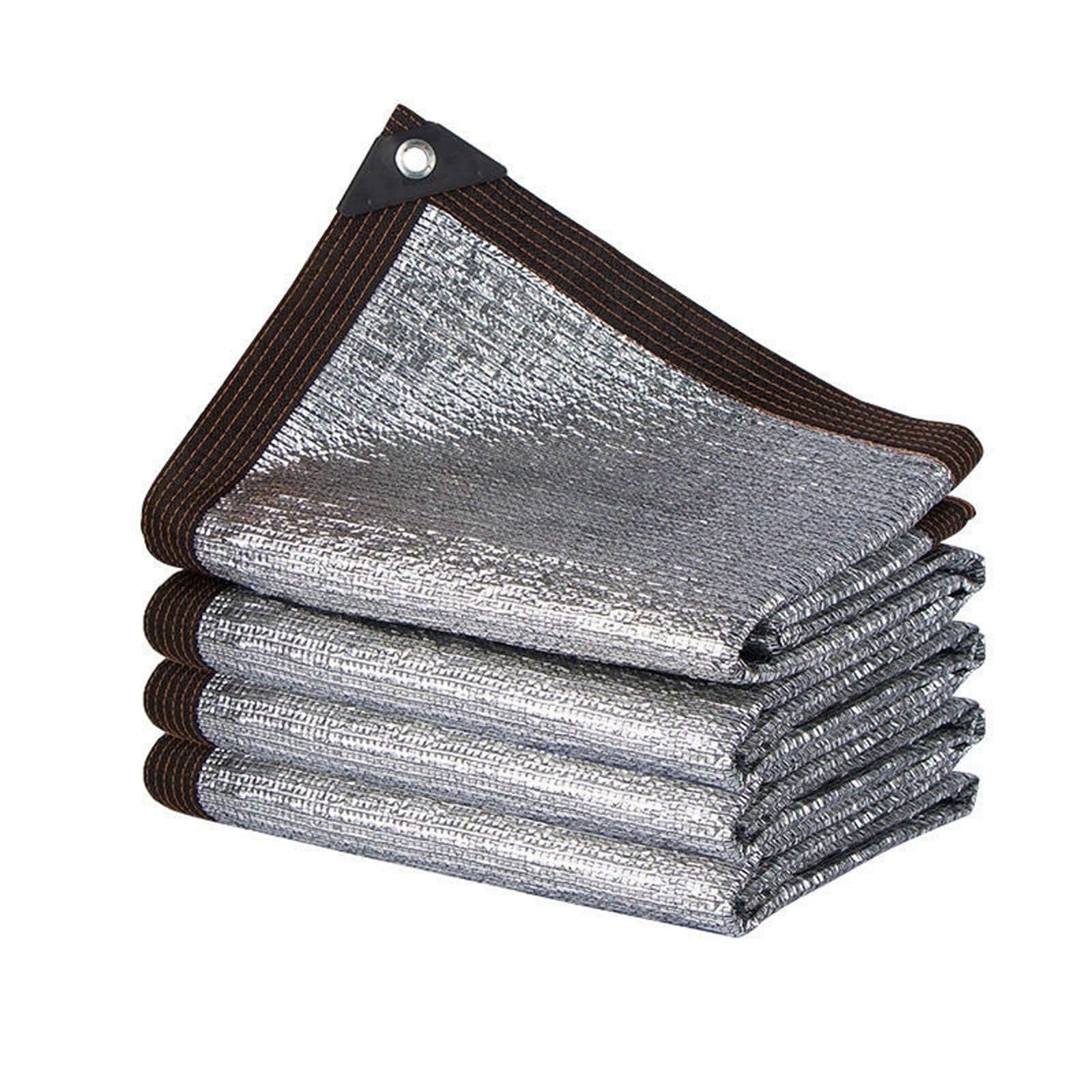 99% Aluminiumfolie Schattennetz Auto, Alu Hitzeschutz mit Ösen, Silber Schattierungsnetz, Wärmeisolierender Schattiergewebe für Gewächshaus, Hund, Backyard, Urlaub(7x7m)
