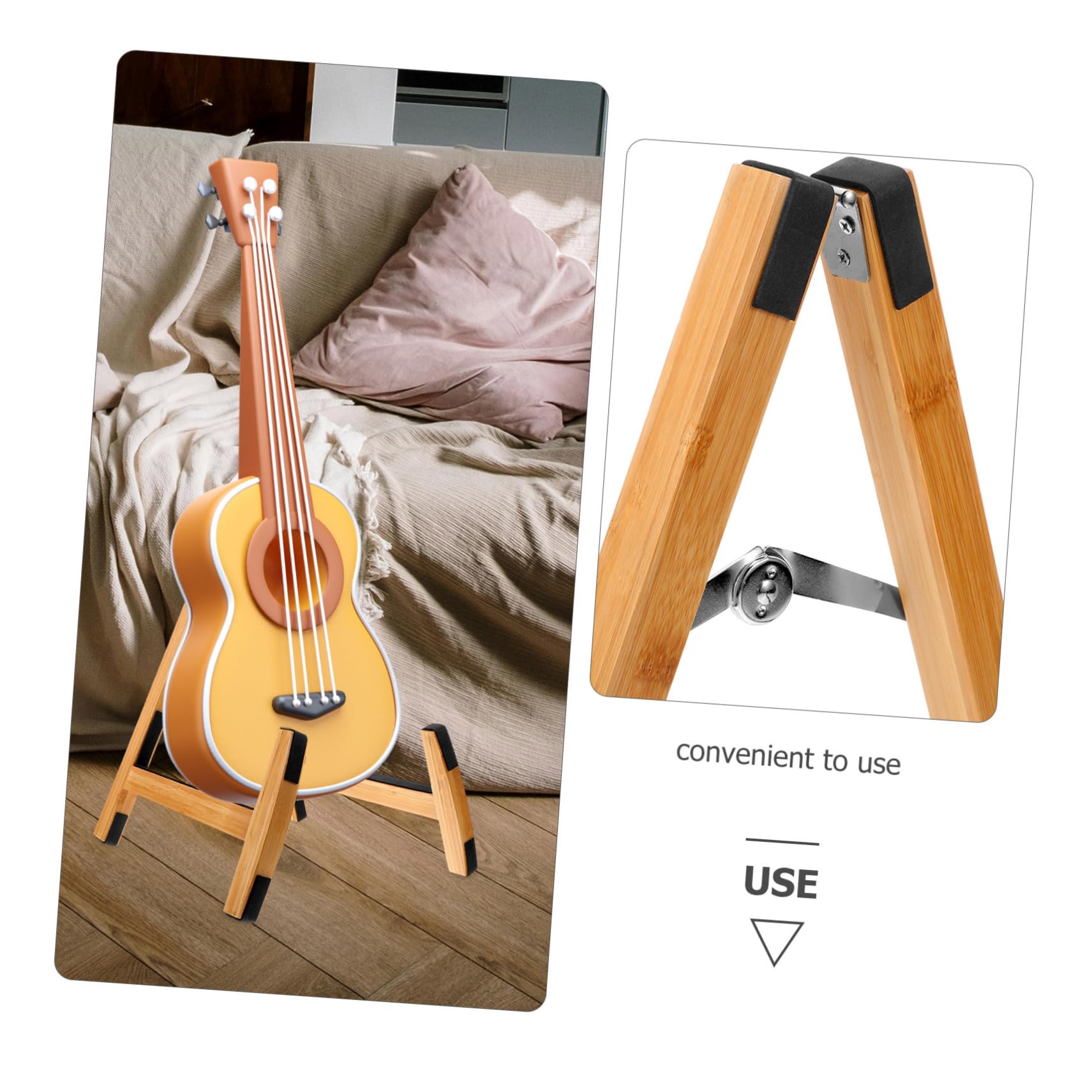 BESTonZON Portachiara da Pavimento in Legno per Chitarra Basso Mandolino Ukulele Violino Supporto Verticale Salvaspazio per Casa e Viaggio