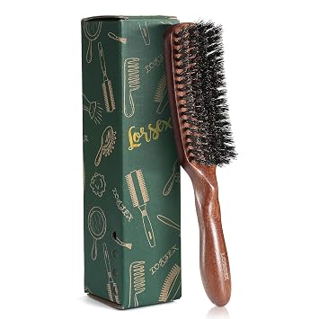 Hair brush for Men, Boar Bristles Slick Back Hair Brush for Fine Thin Medium Hair, Nature Boar Hairbrush for Beard Styling