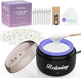 Nose Wax Kit, Mini Wax Warmer for Eyebrow Ear Hair Removal, Waxing Kit for Women Men with 100g Beads, 10 Applicators, 10 Nose Sticks, Portable at Home Waxer Melter Machine Kit for Face Waxing - Black