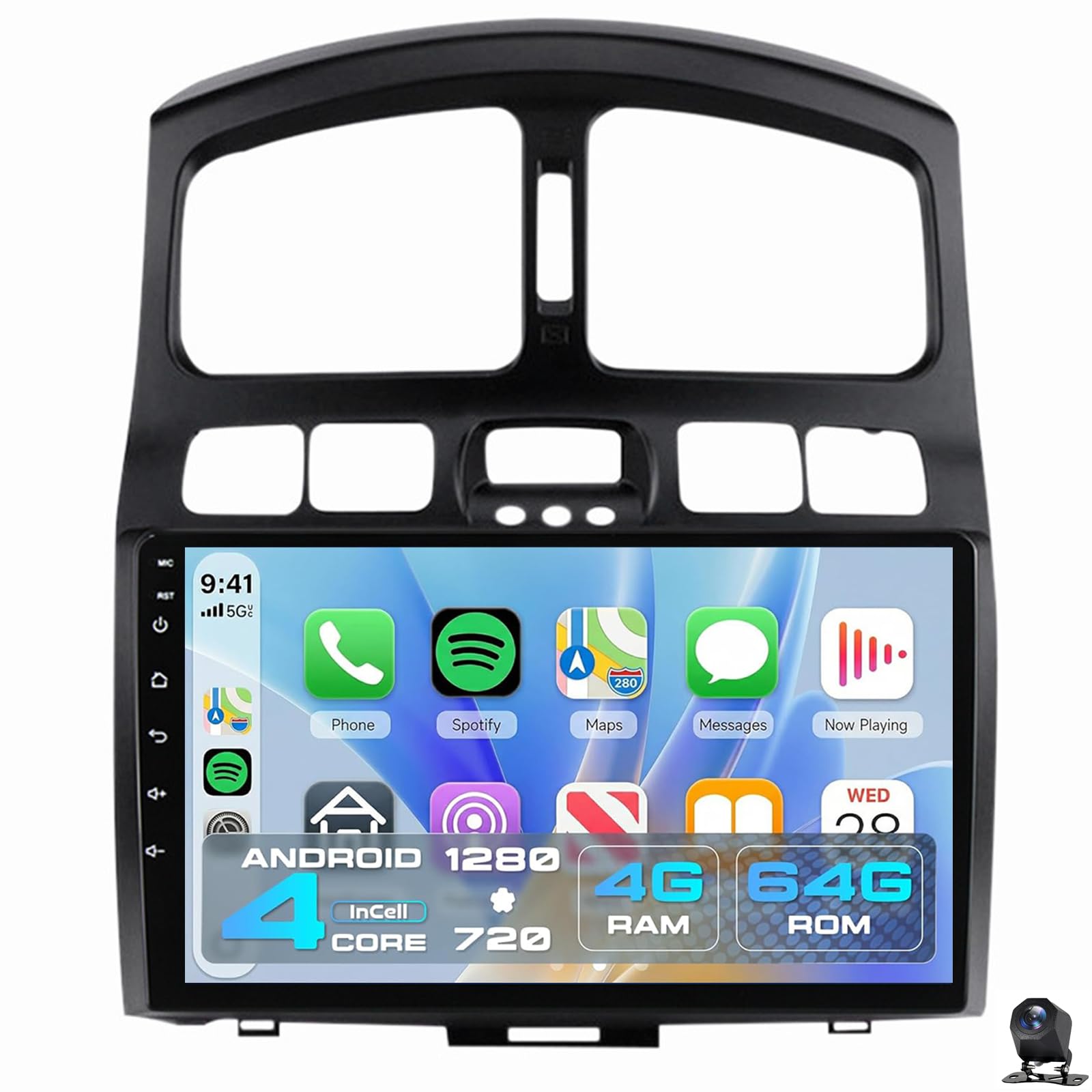Android 15 Car Stereo for Hyundai H1 A1 1997-2007 Wireless Carplay Android Auto 9''1280 * 720 Incell Touchscreen Car Radio Bluetooth 5.0 32 EQ GPS WiFi FM/RDS SWC Backup Camera(Color:8 CORE 8+128G)