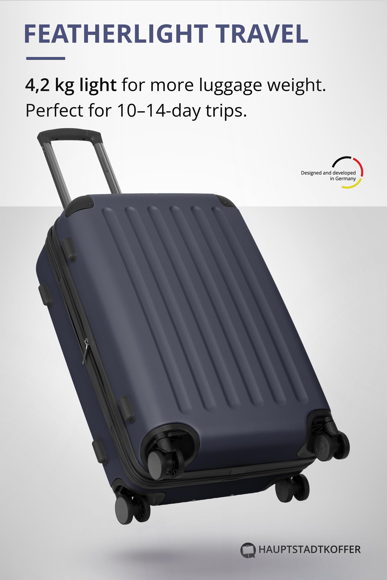 Hauptstadtkoffer - Spree - Valigia Trolley rigido ABS TSA 4 ruote, 65 cm, 74 litres, Blu Scuro - 3