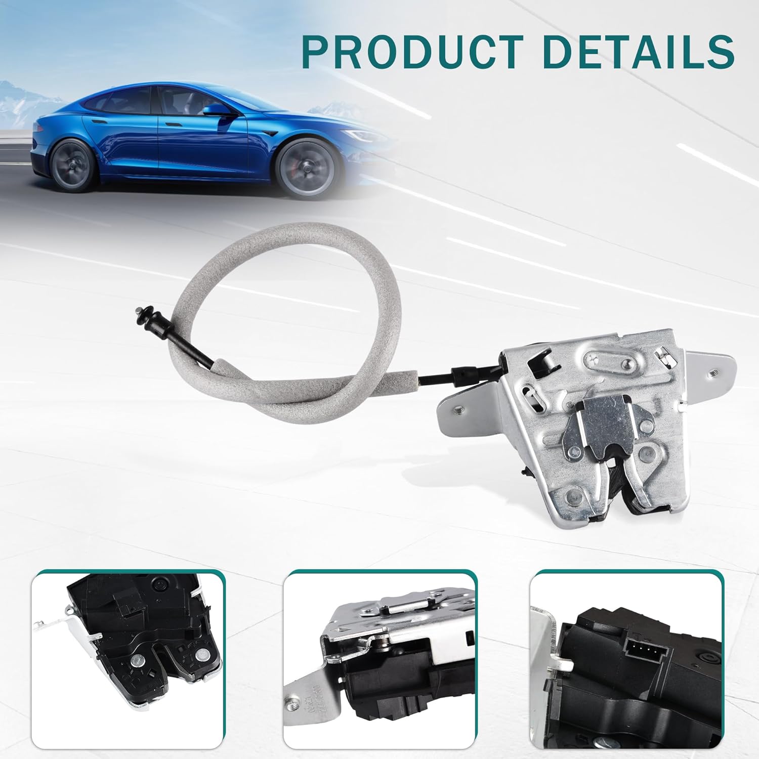 Rear Trunk Lid Tailgate Latch Lock Compatible with Tesla Model S 2012-2021, Model X 2012-2021, Liftgate Actuator Trunk Lock Latch Replacement for 600665400B, 6006654-00-B, 4 Pins