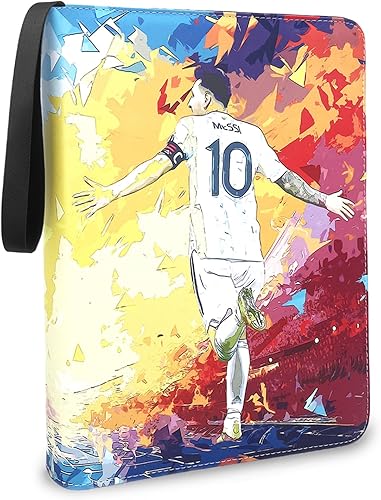 Carpeta de tarjetas coleccionables para 900 tarjetas, carpeta de tarjetas de estrella de fútbol con 50 fundas extraíbles, bolsillos de cubierta de