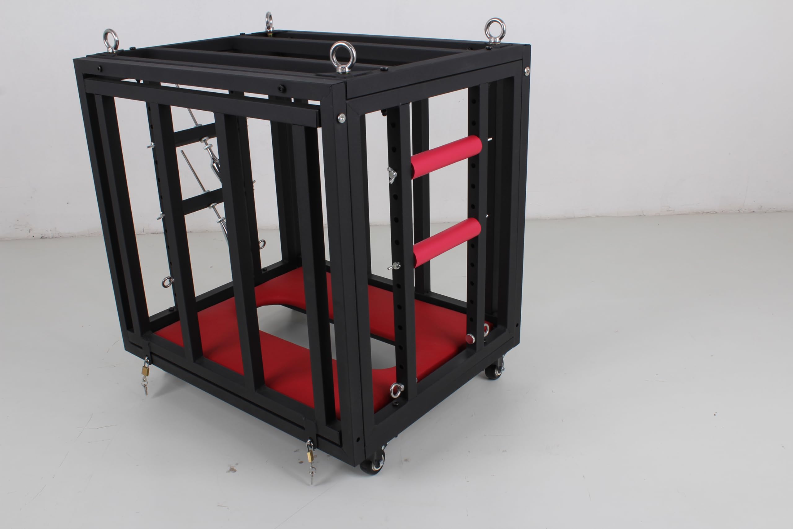 Daiqei Men's One Color Bdsm Dog Cage Training Sex Cage With Handcuffs Ankle Cuffs Metal Anal Plug Floor Pillory Punisht Torture Bondage Game Restraint Frame Sm Sex Toys For Wo