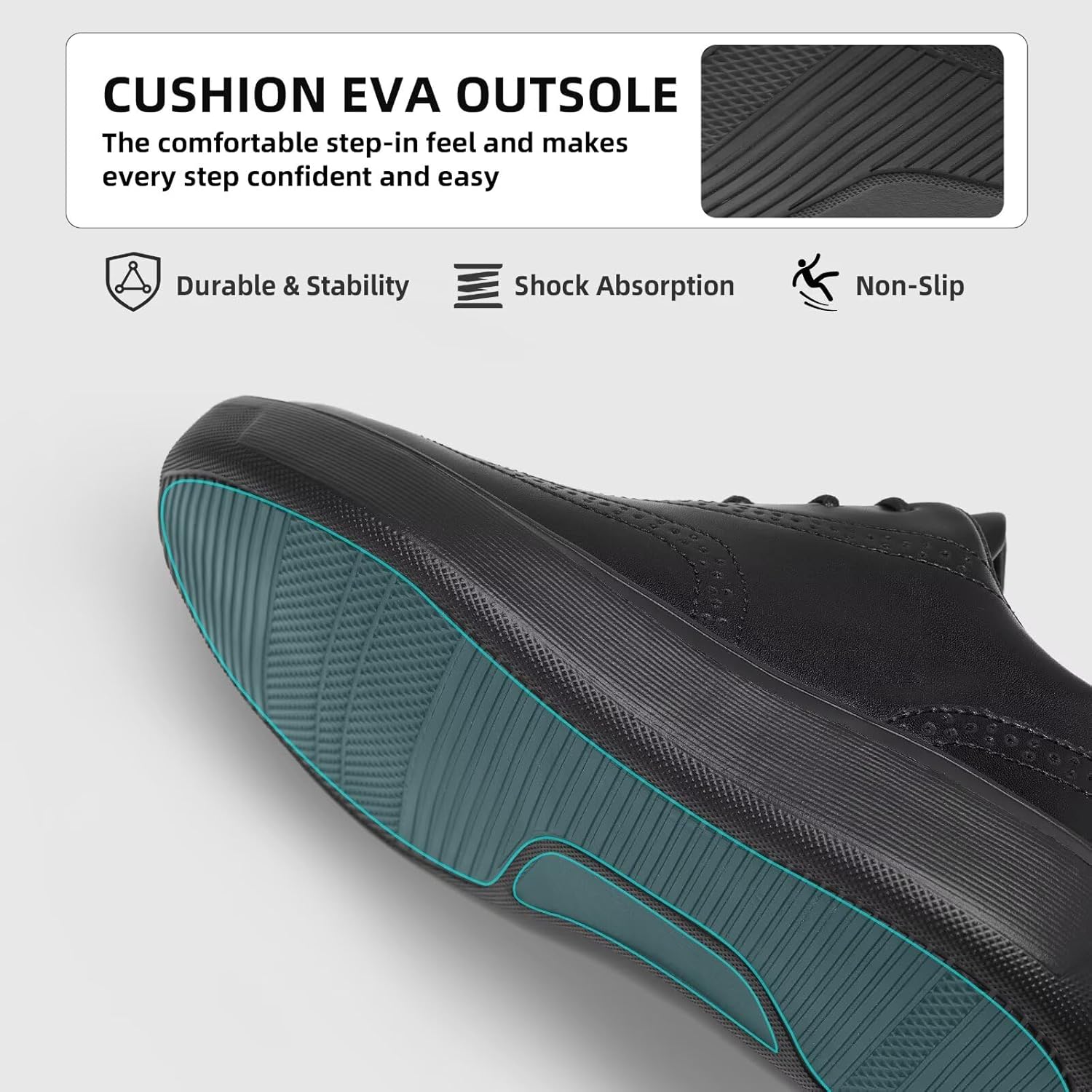 Men's Orthopedic Leather Dress Shoes: Wide Toe Box Comfortable Arch Support Plantar Fasciitis Business Formal Oxford, Orthotics Flat Feet Casual Walking Shoes for Foot and Heel Pain Relief - Image 8