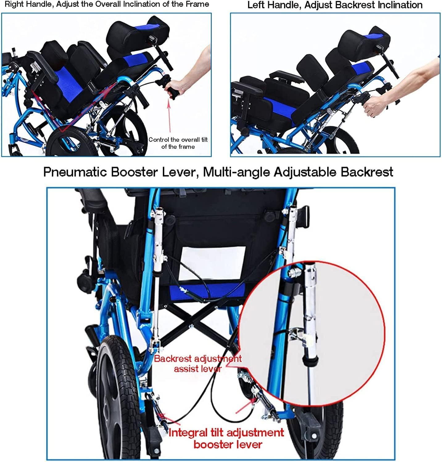 Sedia A Rotelle Mobile Per Paralisi Cerebrale,Sedia A Rotelle Da Trasporto Completamente Reclinabile in Lega Alluminio Medicale,Carrello Di Guida Ergonomico,Child+awning