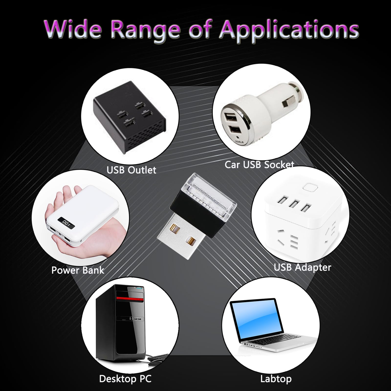 2 Pcs USB LED Car Interior Atmosphere Lamp Night Light Led Decoration Light Ambient Lighting Kit Interior Led — view 3