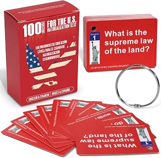 2025 US Citizenship Flash Cards (Tarjetas De Ciudadania 2025 inglés y español) 100 USCIS Civics Questions with Metal Ring (Tarjetas para La Ciudadania De Las 100 Preguntas) for Naturalization Test