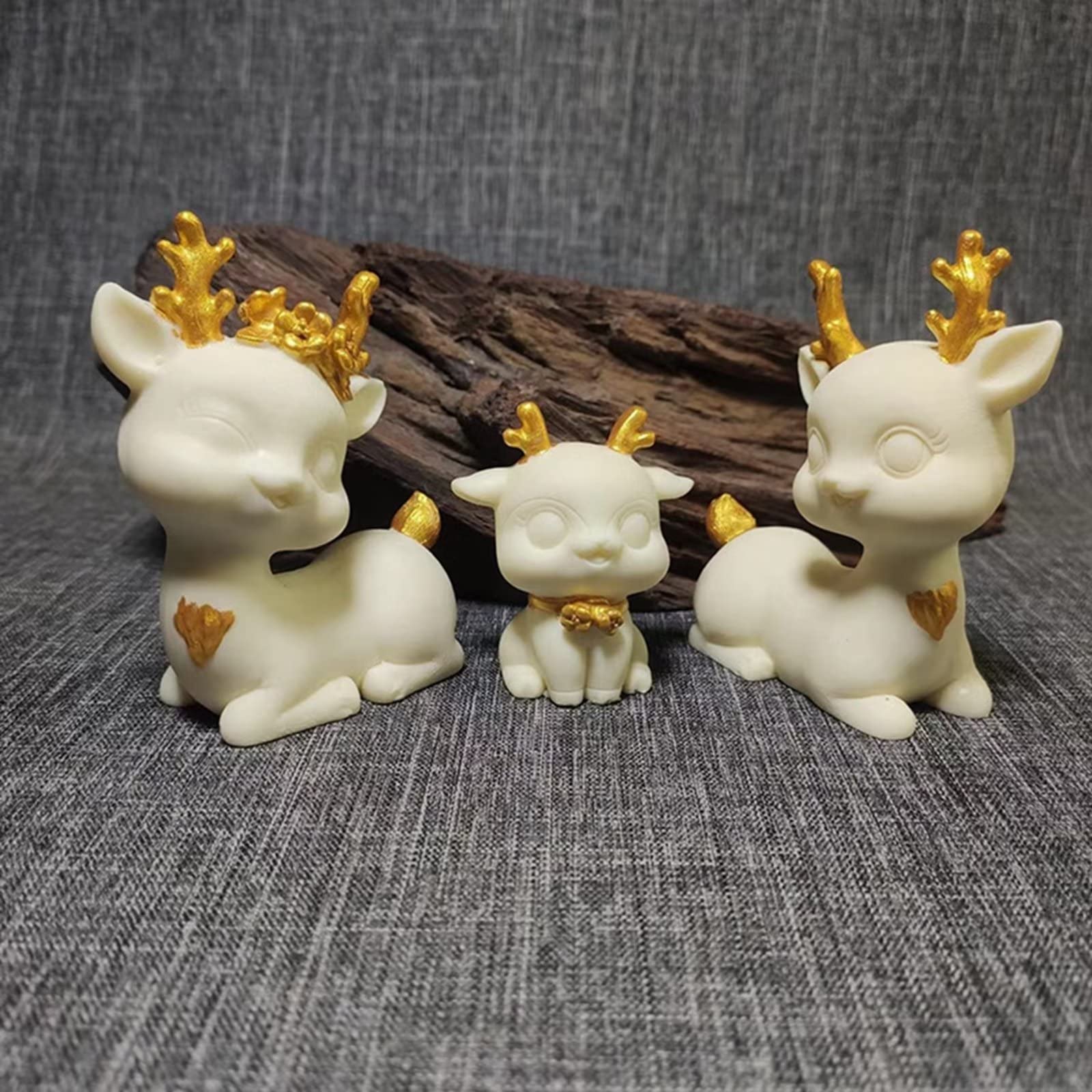 Fengshui statuetka 3 szt./zestaw jeleń sika figurka zwierzątka z kreskówki dom samochód salon biuro wystrój