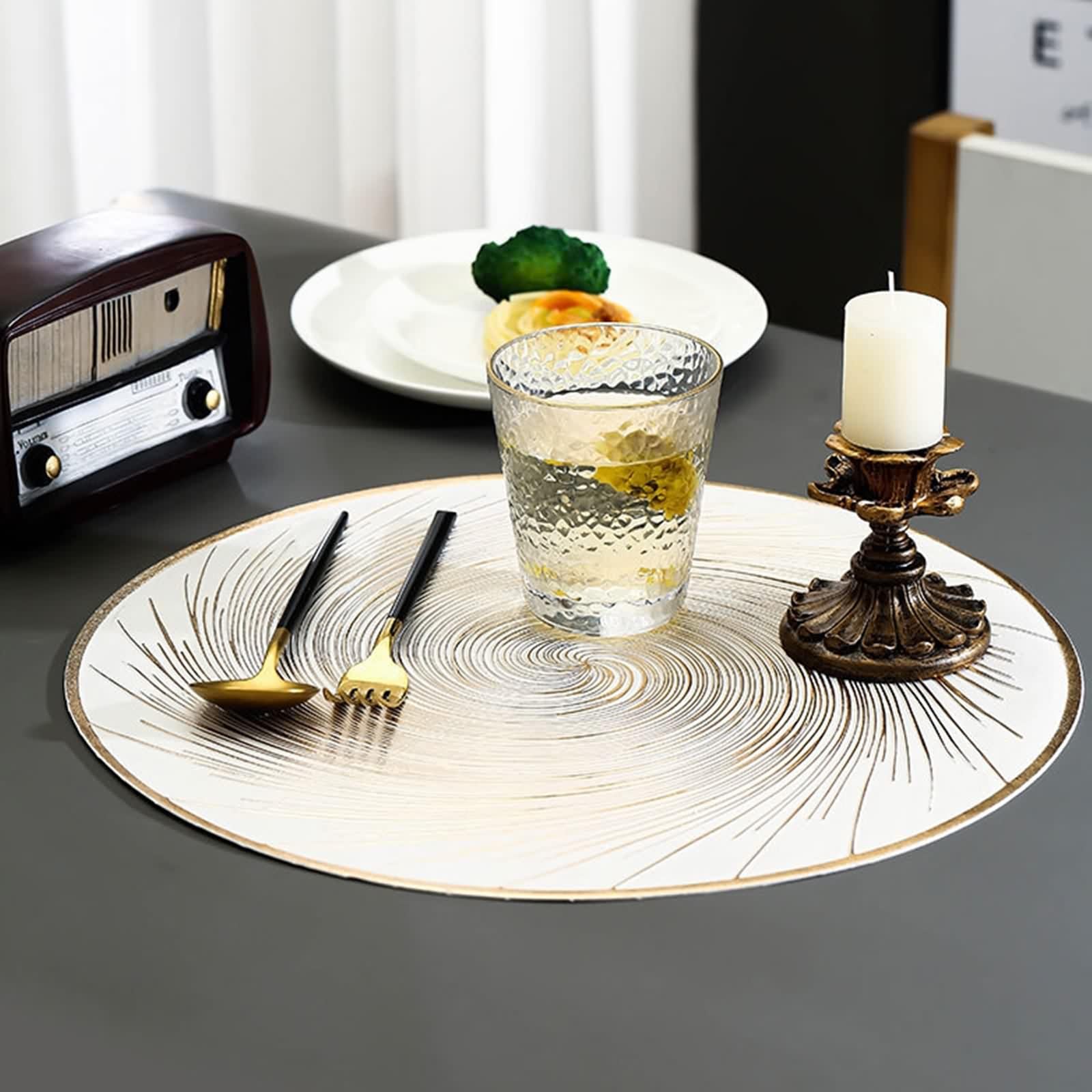 Set de Table Or, Placemats for Dining Table Lot de 10 Motif Tourbillon PVC sous Assiette 38cm