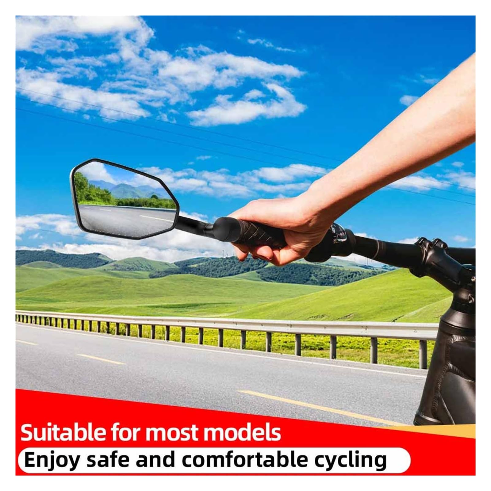 Fahrradspiegel, drehbar, am Lenkerende, Fahrrad-Rückspiegel, langlebig, weitwinkelverstellbar, Reflektor, kompatibel mit Road E Bike(RM15E 2 Sets)
