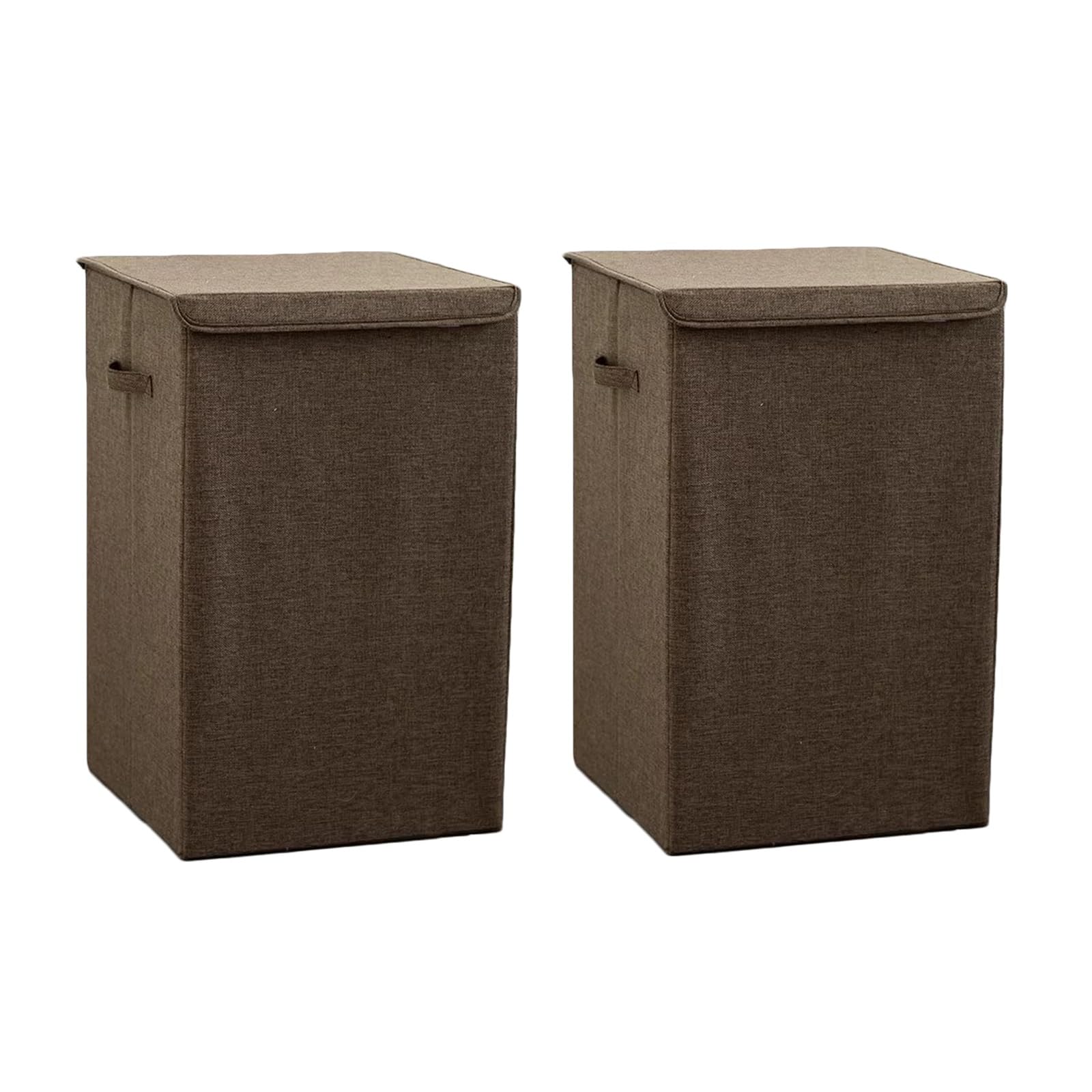 Folding dirty laundry basket, Laundry Basket With Lid Washable Collapsible Multicolor 2 Pack(Brown)