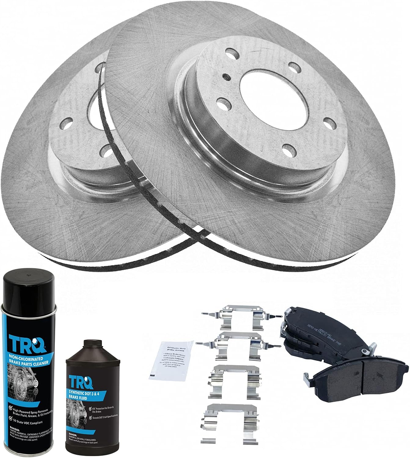 TRQ Front Brake Pad & Rotor Kit Brake Chemical Kit Brake Pads Brake Rotor Semi-Metallic Compatible with 2003-2004 INFINITI G35 2003-2005 Nissan 350Z