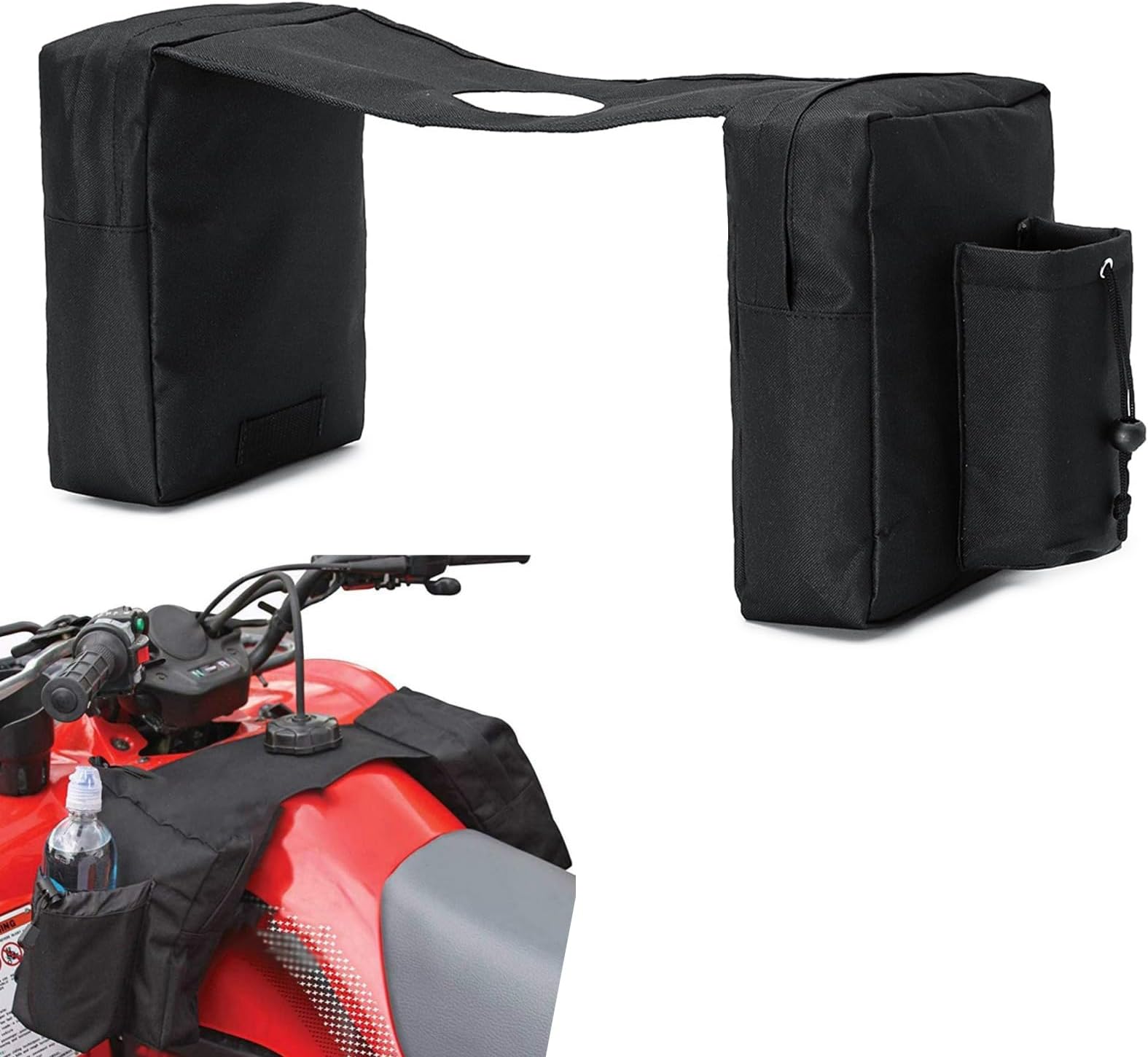 1 PC Motorcycle Front Hanging Bag, 19.6" x 8.2" x 10.2" Waterproof Large Capacity Saddle Bag, Quick Release Portable Storage Bag for Adventure Sports, Universal for Motorcycles ATVs (Black)