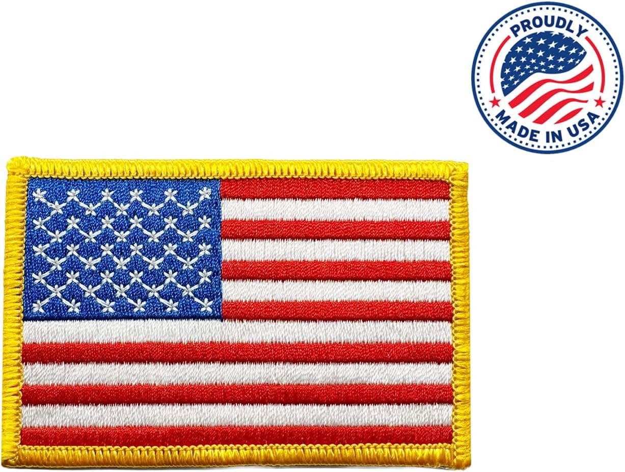 American Flag Embroidered Applique Patch – 2-1/4" X 3-1/2" – 12 Pieces – Iron-On or Sew-On Patriotic Patches for Clothing, Bags & DIY Crafts