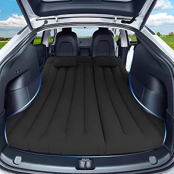 Car Air Mattress Compatible with Tesla Model Y, Inflatable Bed, Bed for Car Sleeping, Foldable Mattress for Trunk/Rear Seat, Air Bed for Sleep Camping Travel Dark Black