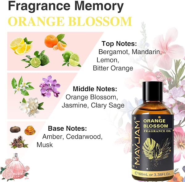 MAYJAM Aceite de Azahar 100ml, Aceite De Fragancia De Azahar para Difusor de Aceites Esenciales, Aromaterapia, El Aroma de la Ma ana - 4