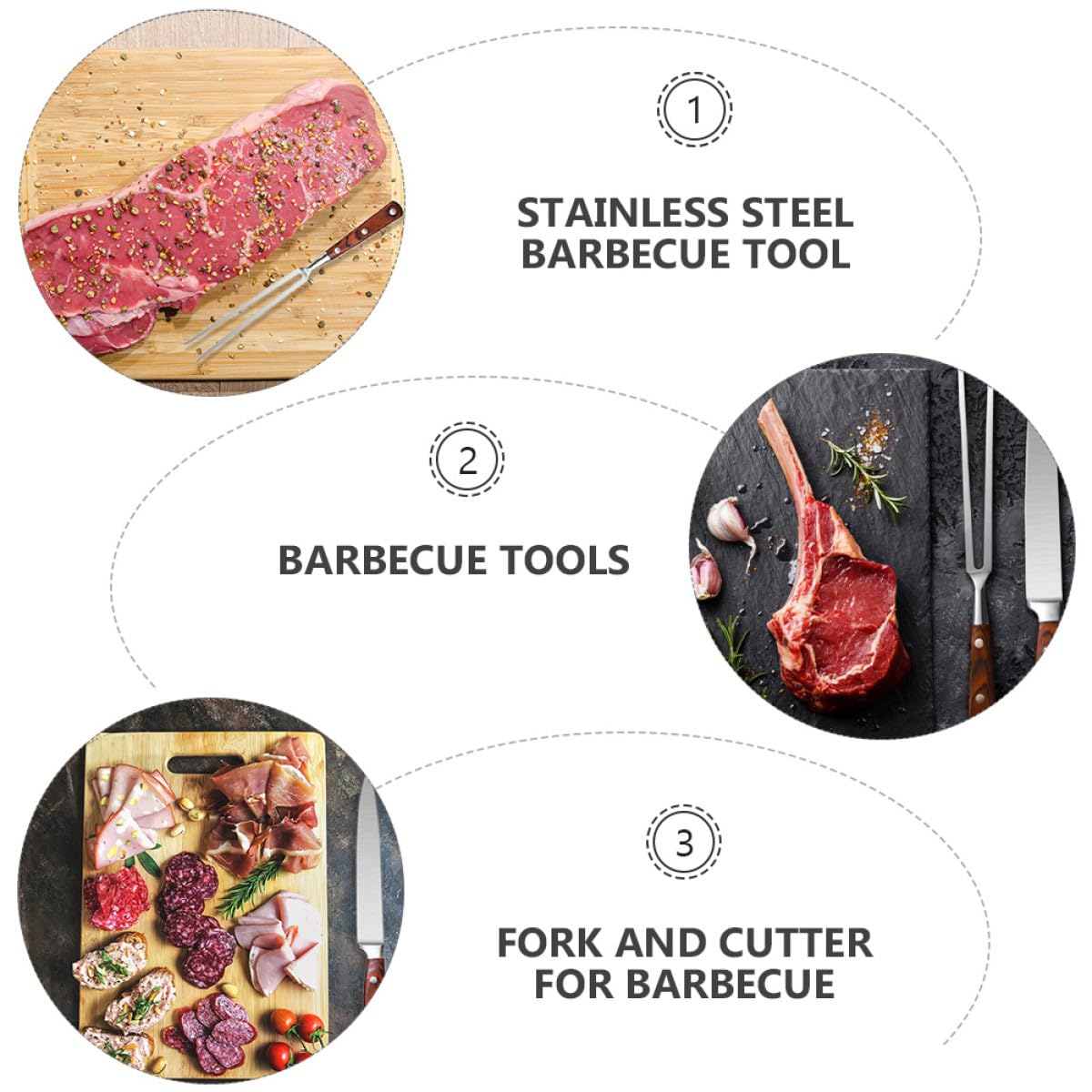 Kichvoe Set di Coltello e Forchetta per Barbecue in Acciaio Inox Riutilizzabile Colore Caffè, Confezionato in Scatola, per Barbecue All'aperto e Grigliate