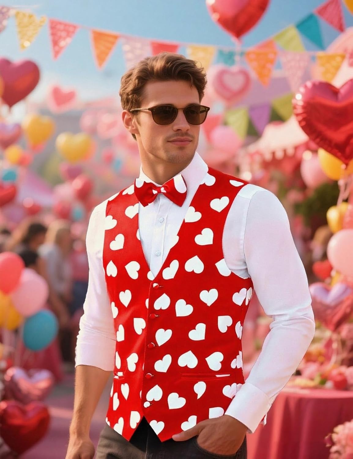 LINOCOUTON Men's Suit Vest with Bow Tie