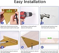 Vista 5 de 4 Pack Shelf Brackets, Triangle Shelf Bracket- 6 Inch for DIY Shelves, Upgraded 100 LBS Heavy Duty Floating Shelf Brackets Hardware, Hidden Shelves