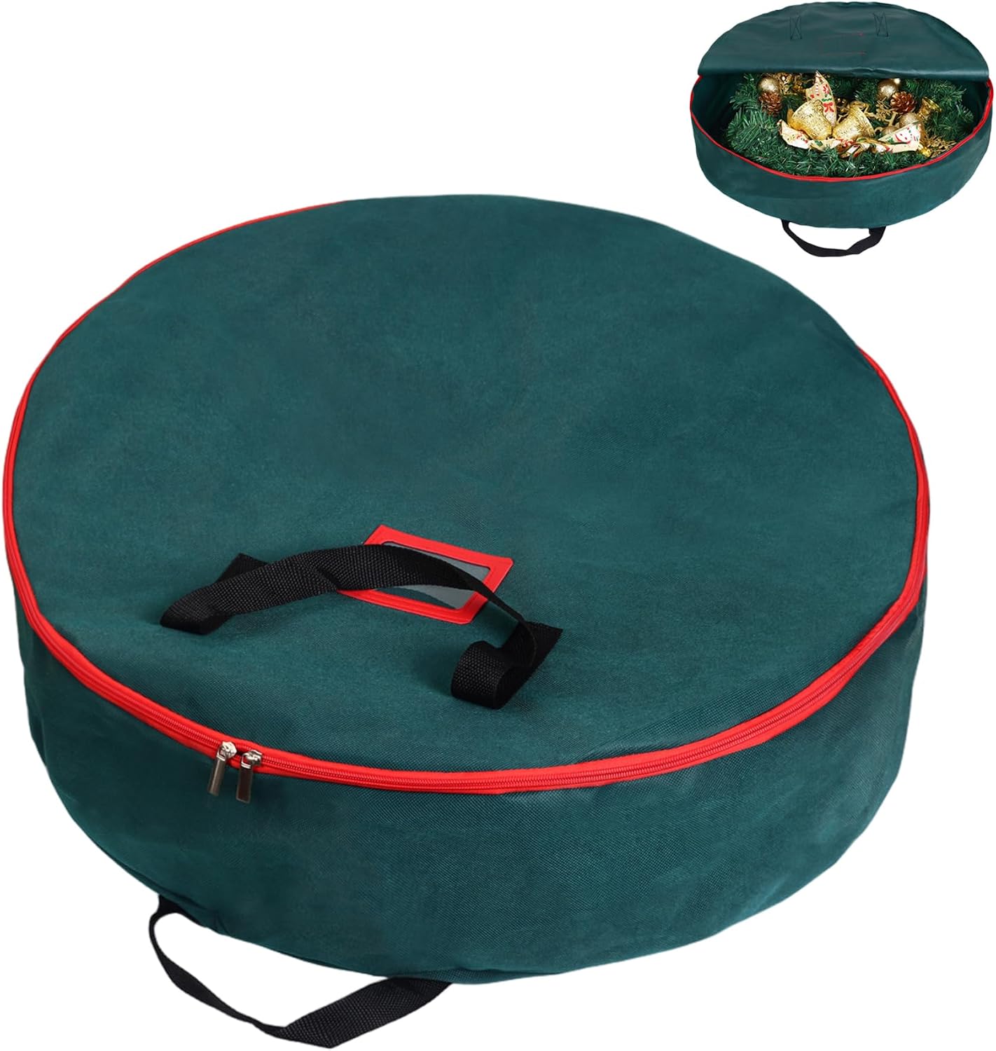 Christmas Wreath Storage 23.6x6.3" Waterproof Round Wreath Storage Container with Handle & Double Zipper for Holiday Xmas