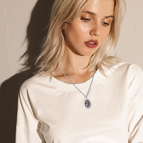 Vista 515 de Collar con colgante de plata de ley 925 con medalla de San Patrón, joyería religiosa para hombres y mujeres, con cadena de acero inoxidable 316L