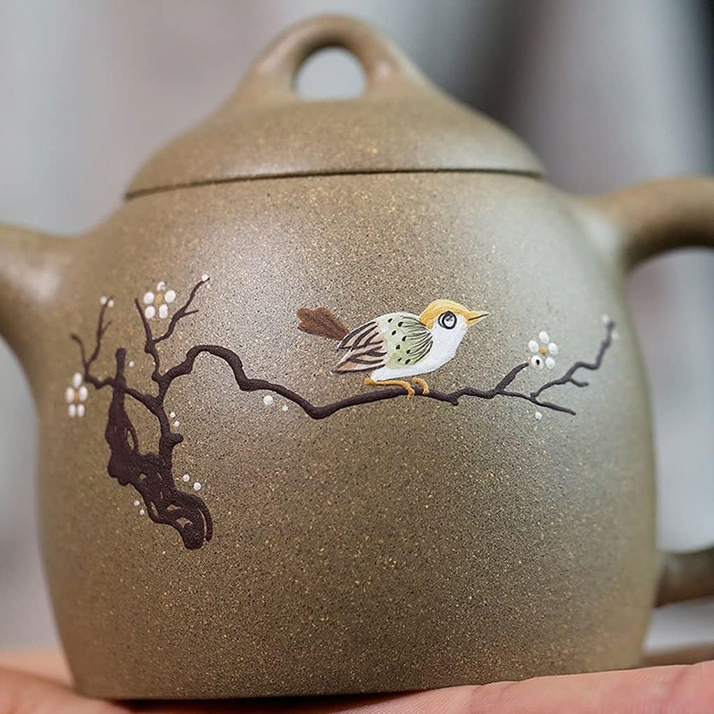 Teapot Zisha Teapot Yixing Elegant Purple Clay Teapot Raw Ore Cyan Bean Sand Handwork Painted Kung Fu Tea Set Household Kettle Pottery Teapot