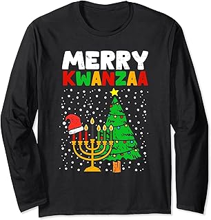 Funny Happy Kwanzaa Shirt Merry Kwanzaa Christmas Tree Long Sleeve T-Shirt