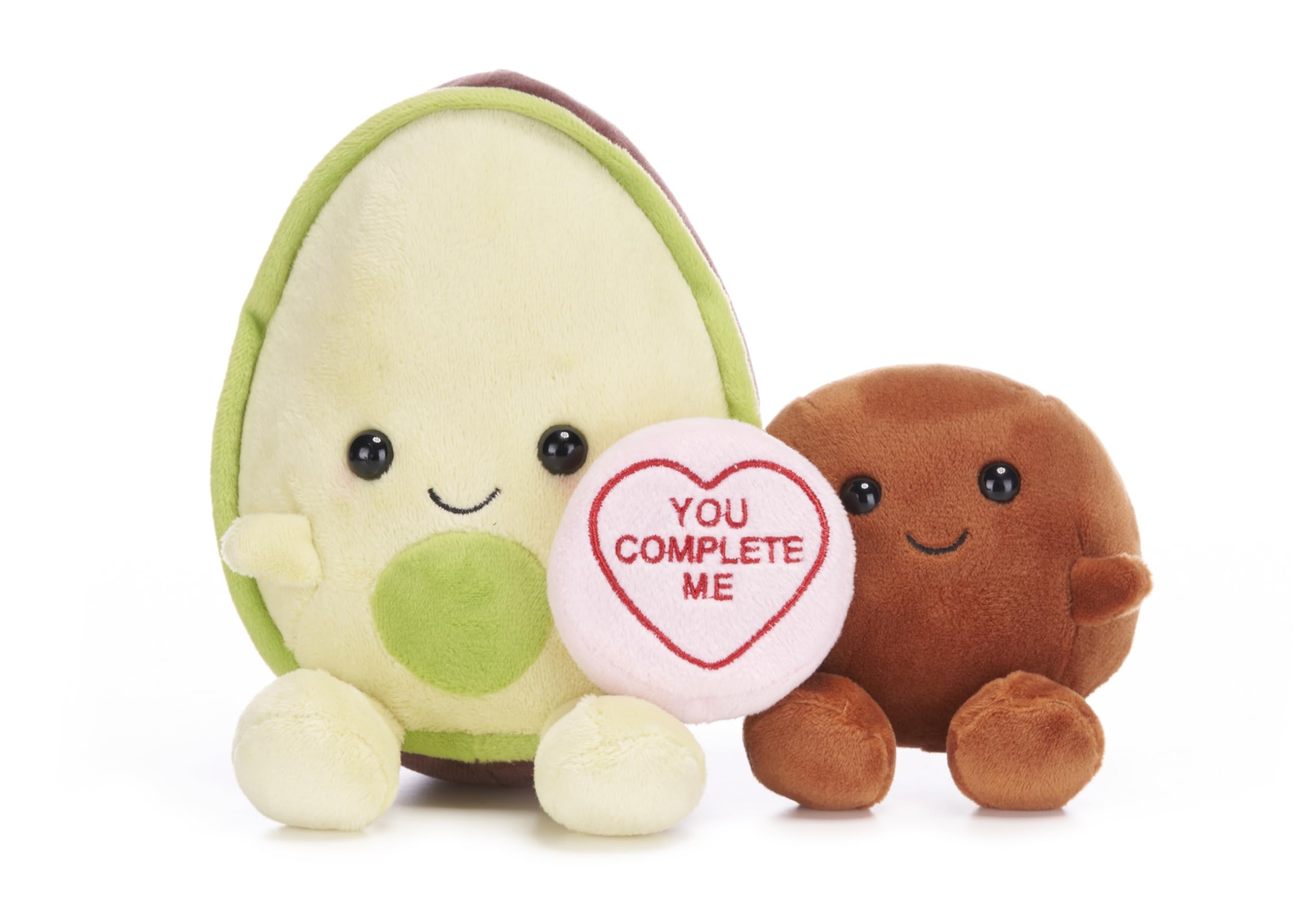 20cm Swizzels Love Hearts You Complete Me Avocado and Stone Plush Soft Toy Pair