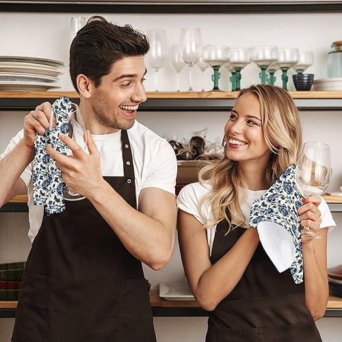 Miniatura 7 de Decorative Hand Towels for Bathroom - Retro Blue Flowers Print Soft Absorbent Small Bath Hand Towels for Kitchen, Farmhouse, Spa, Hotel, Guest Tea