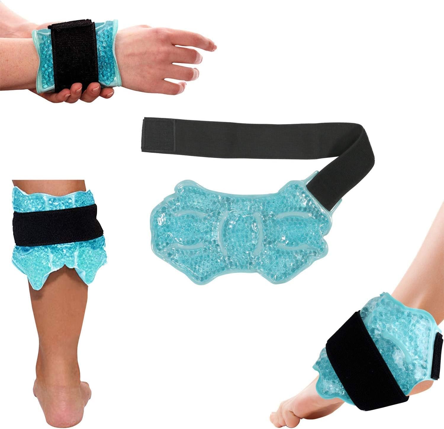 Ankle Foot Ice Therapy Wrap,Hot Cold Ice Gel Pack with Adjustable Brace for Sprained Ankles, Plantar Fasciitis, Achilles,tendonitis, and Swelling Feet